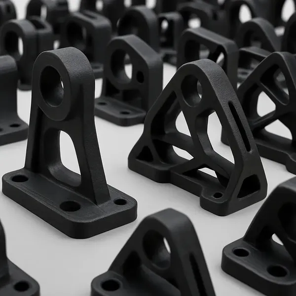 Série de supports noirs identiques imprimés en 3D